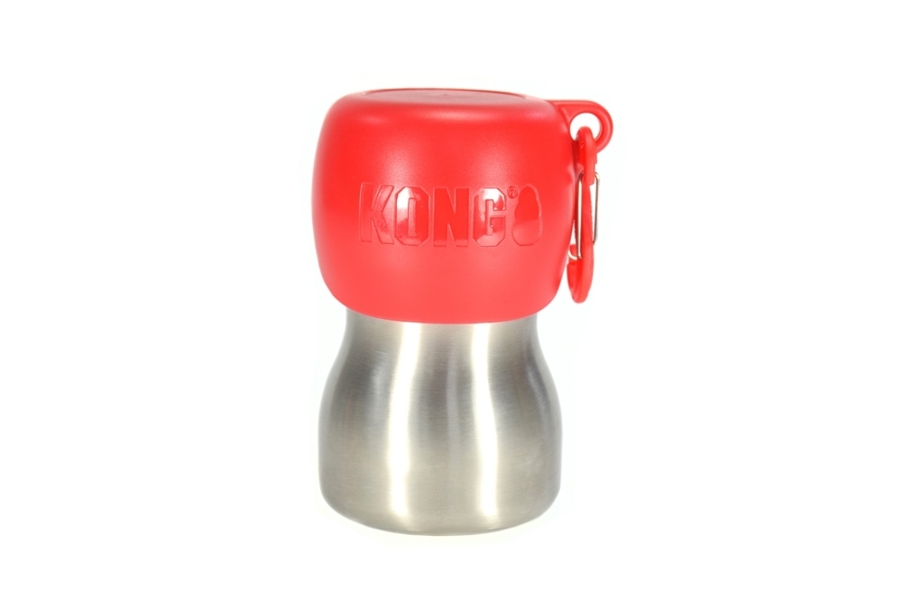 KONG H2O 280 ml Edelstahlflasche mit Napf Rot