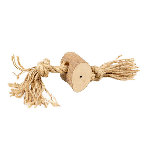 D&D HOME - COFFEE WOOD DOG ROPE TOY S,20CM - COFFEE WOOD 3.5x4CM